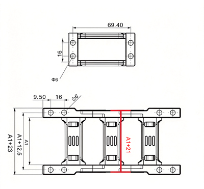 25mm S Shape Nylon Cable Carrier Drawing-2