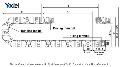 35mm Side Open Enclosed Cable Track Drawing