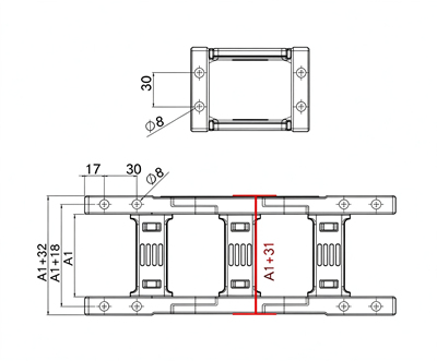 55mm Enclosed CNC Cable Chain Layout-1