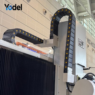 Heavy-Duty Enclosed Nylon Cable Track 55mm Mounted on High-Speed CNC Automated Processing Center