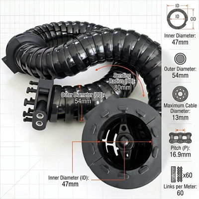 E50 3D Motion Robot Cable Drag Chain Dimensions