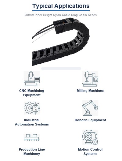 Industrial Flexible Nylon Drag Chain with 30mm Inside Height for Automated Equipment