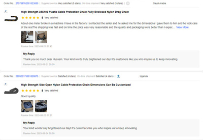 Saudi and Uganda Customer Drag Chain Reviews of Yodel